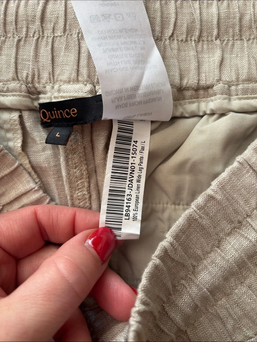 Quince Khaki flax color linen summer pants size large
